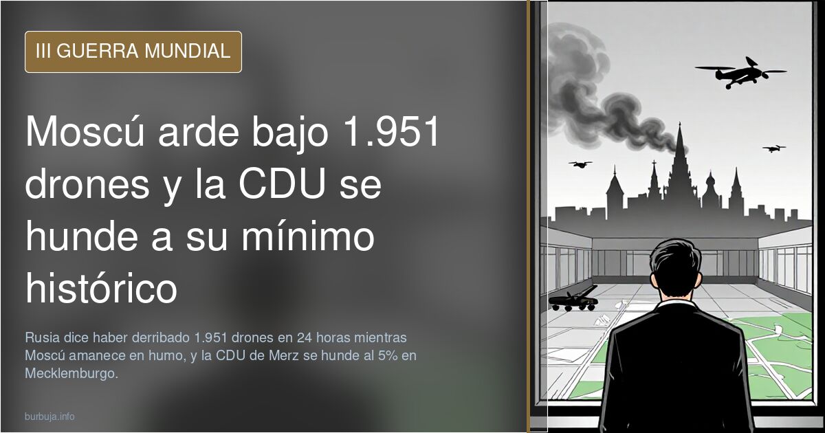 Moscú arde bajo 1.951 drones y la CDU se hunde a su mínimo histórico