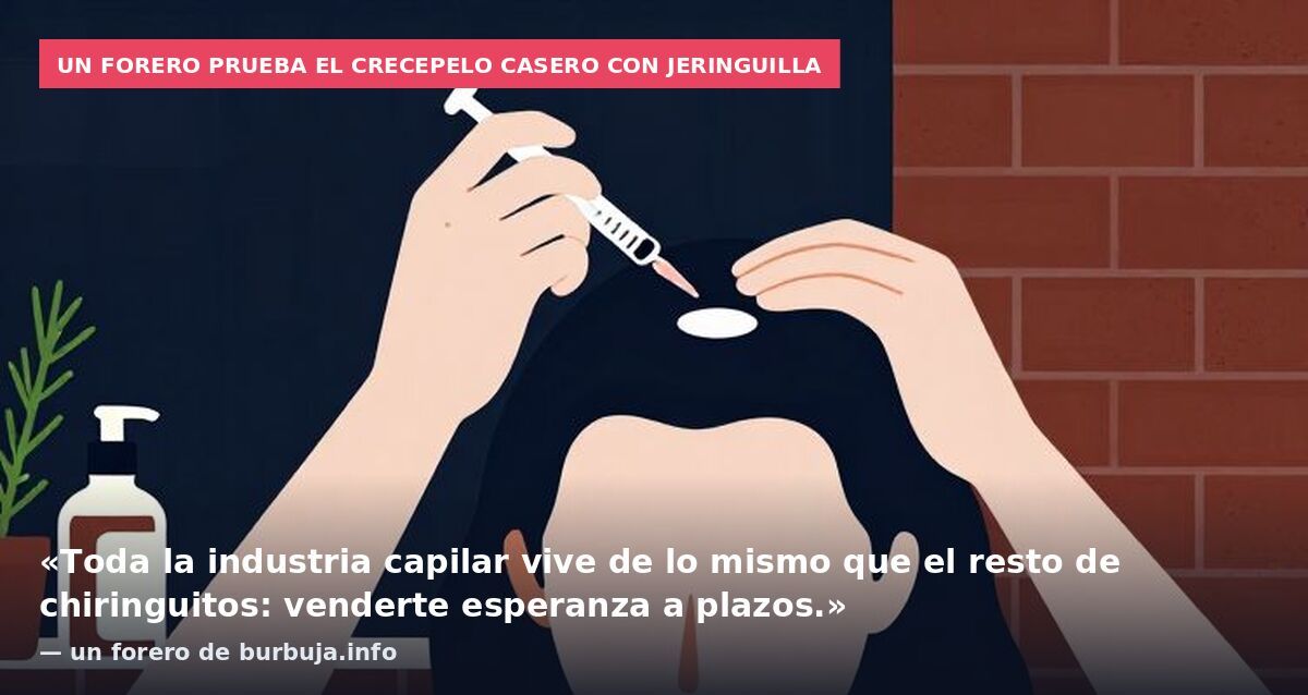 Un forero prueba el crecepelo casero con jeringuilla: «Toda la industria capilar vive de lo mismo que el resto de chiringuitos: venderte esperanza a plazos.» — un forero de burbuja.info