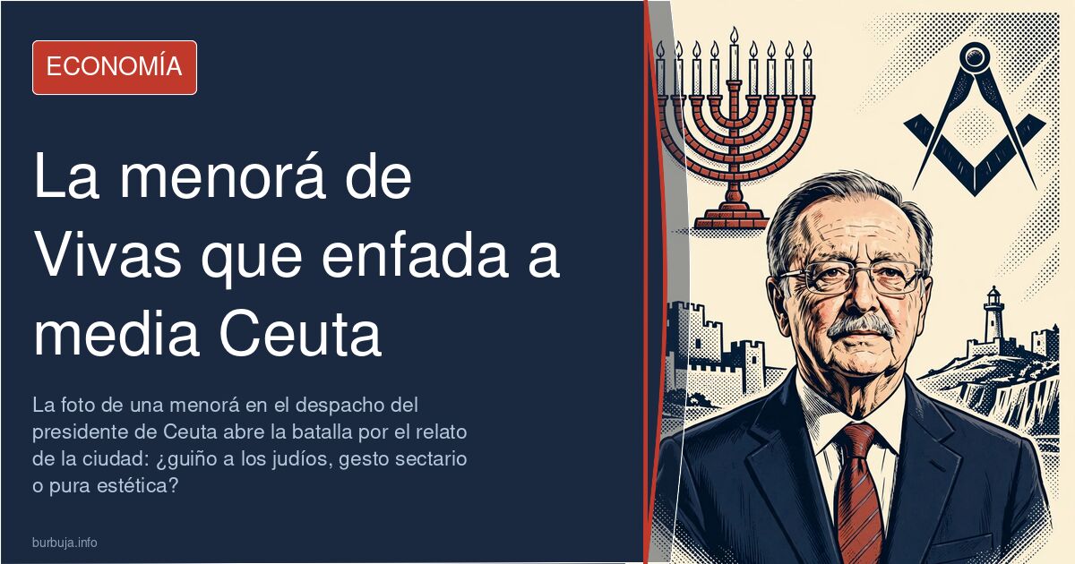 Candelabro judío de siete brazos, una menorá, en el despacho del presidente de Ceuta