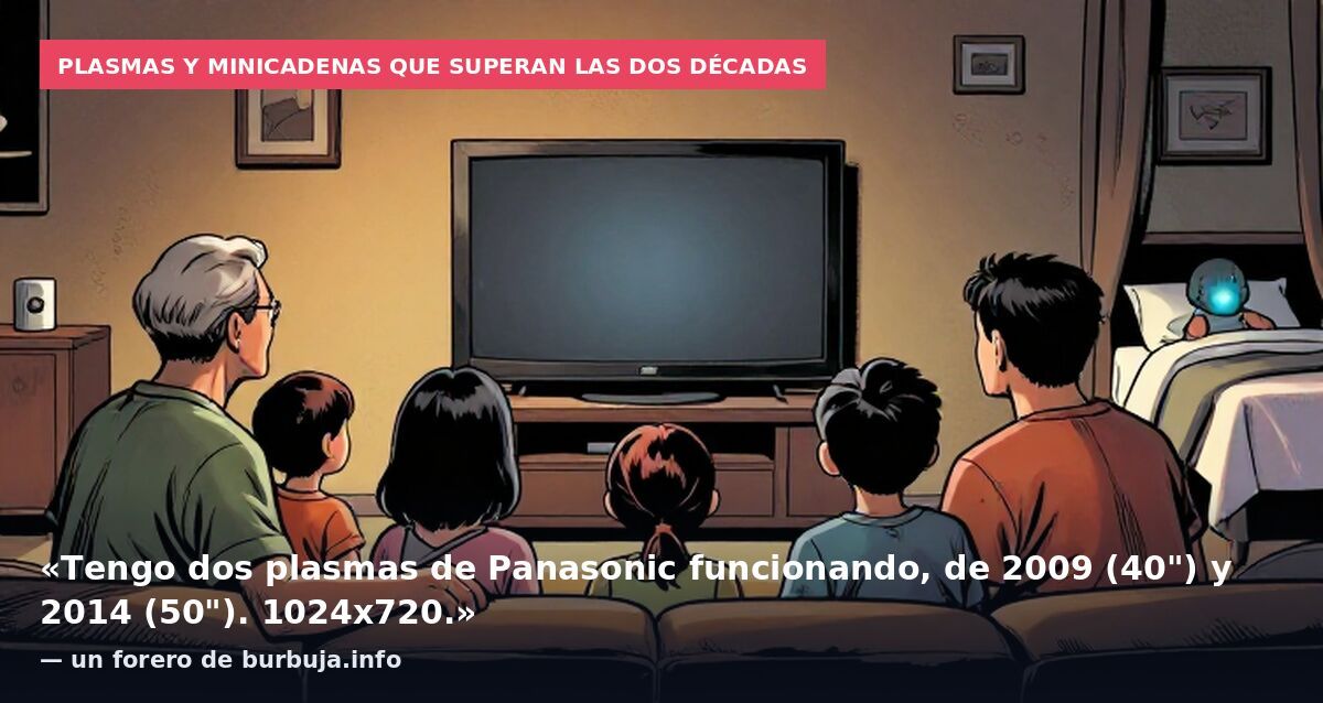 Plasmas y minicadenas que superan las dos décadas: «Tengo dos plasmas de Panasonic funcionando, de 2009 (40") y 2014 (50"). 1024x720.» — un forero de burbuja.info
