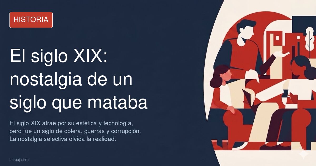 Ilustración de una ciudad del siglo XIX con alumbrado de gas y edificios clásicos
