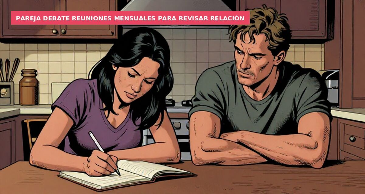Pareja debate reuniones mensuales para revisar relación