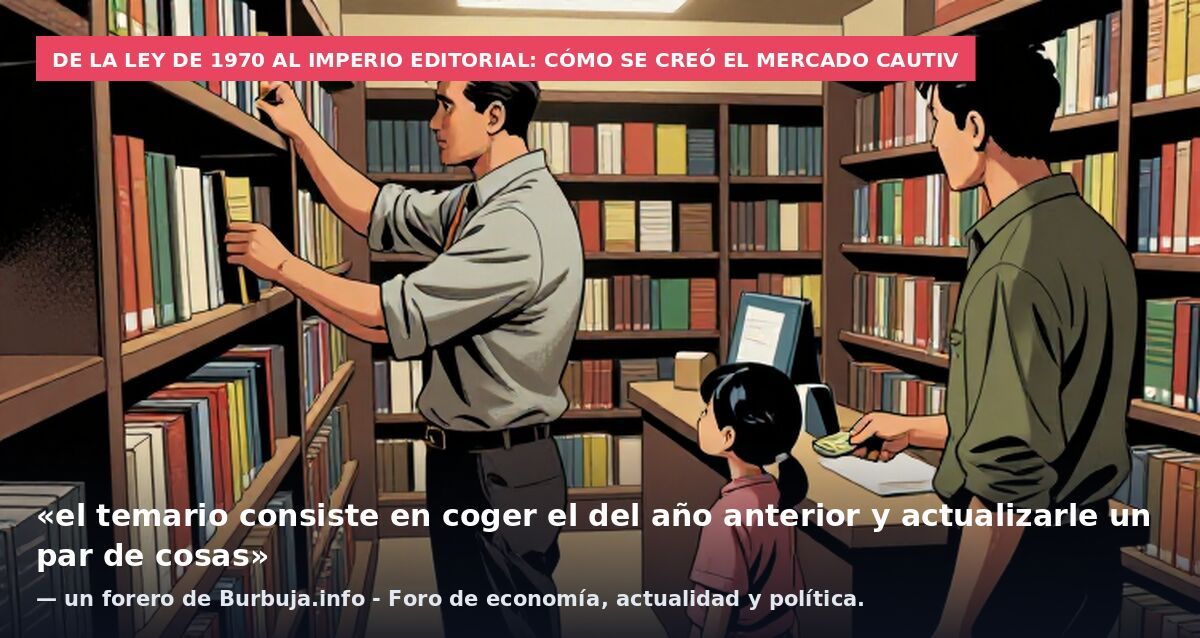 De la ley de 1970 al imperio editorial: cómo se creó el mercado cautiv: «el temario consiste en coger el del año anterior y actualizarle un par de cosas» — un forero de Burbuja.info - Foro de economía, actualidad y política.
