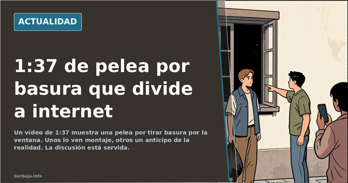 Móvil reproduciendo un vídeo de una pelea callejera con créditos paródicos en pantalla