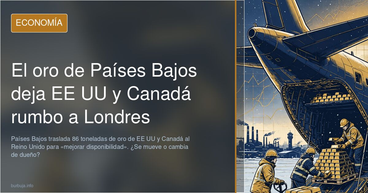 Lingotes de oro en bóveda de banco central, con banderas de Países Bajos y Reino Unido