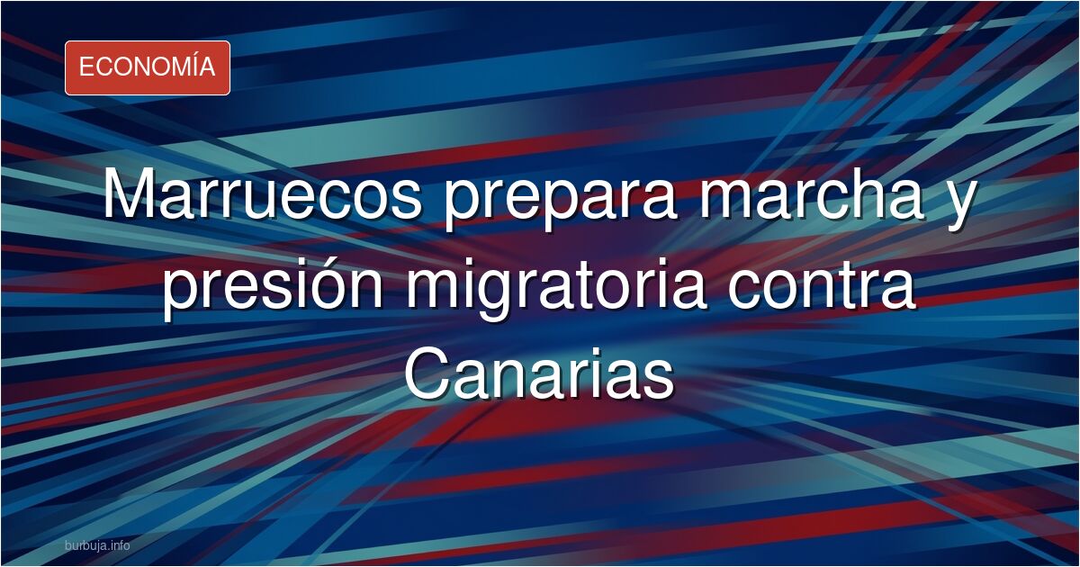 Mapa del Atlántico con Canarias y Marruecos destacados, flechas de presión migratoria