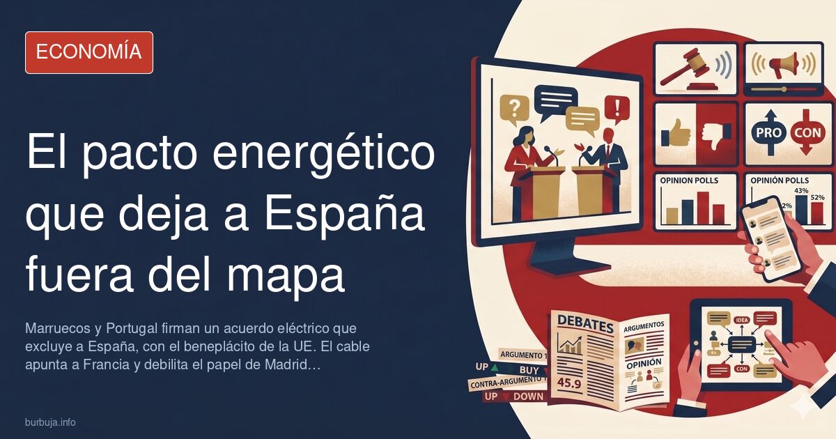Cable submarino de electricidad entre Marruecos y Portugal en el océano Atlántico, con mapa de la península ibérica al fondo