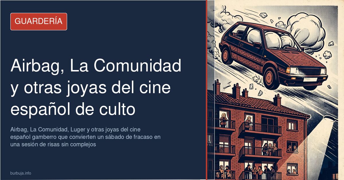 Cartel de la película Airbag con su estética de road movie española de los noventa