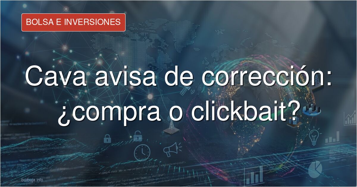 Gráfico bursátil en pantalla junto al reproductor de vídeo de José Luis Cava anunciando una corrección de mercado