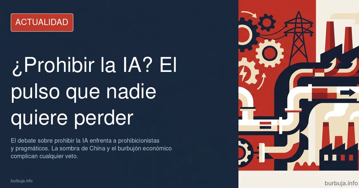 Ilustración de una inteligencia artificial con un cartel de prohibido, en un debate sobre su regulación