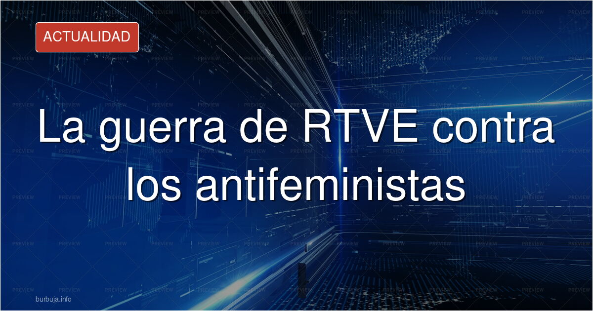 Sede de RTVE en Madrid con gráfico de natalidad en descenso y silueta de migrantes