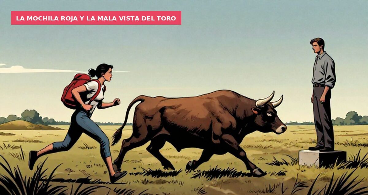 La mochila roja y la mala vista del toro