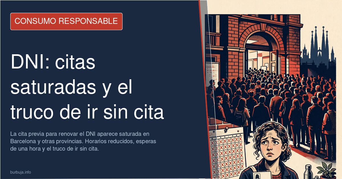 Pantalla del sistema de cita previa del DNI mostrando oficinas saturadas y sin días disponibles