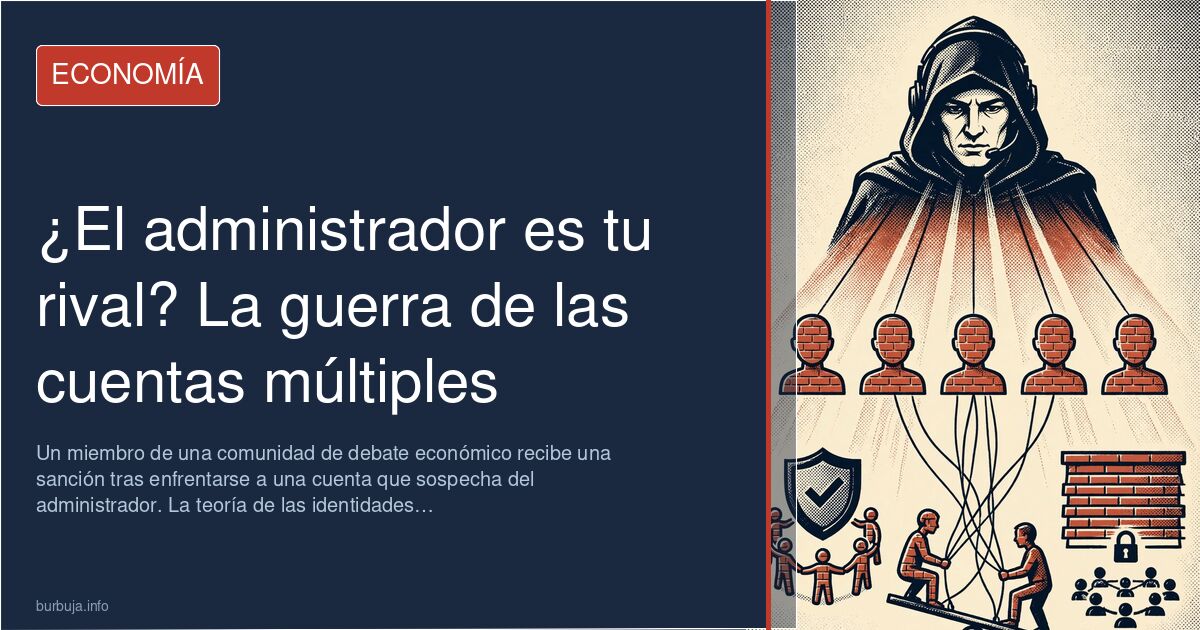 Ilustración de un administrador con múltiples identidades en una comunidad online