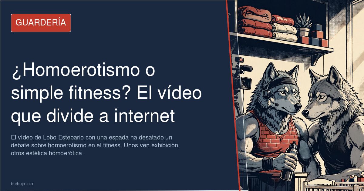 Hombre fibrado con espada en vídeo fitness que genera debate