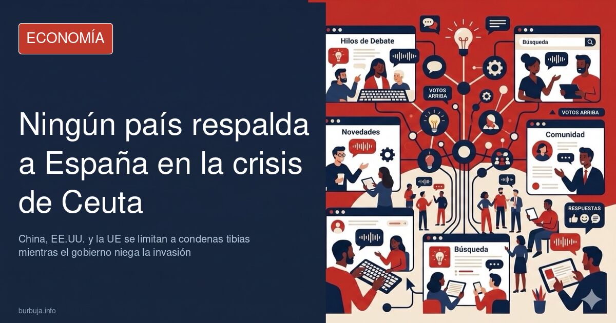 Imagen de la frontera de Ceuta con migrantes y agentes, ilustrando la crisis migratoria y el aislamiento diplomático de Españ