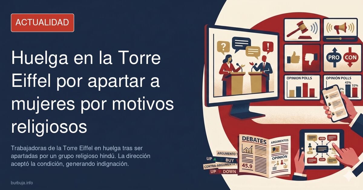 Huelga en la Torre Eiffel por apartar a sus trabajadoras por motivos religiosos.