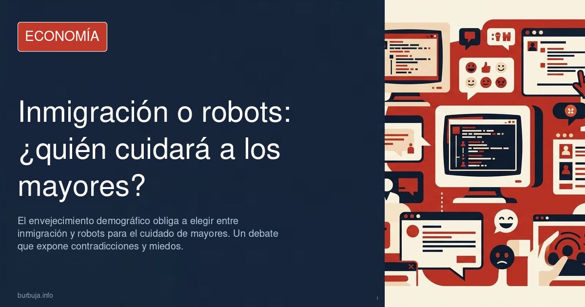 Anciano en una residencia con un cuidador, símbolo del debate sobre el cuidado de mayores