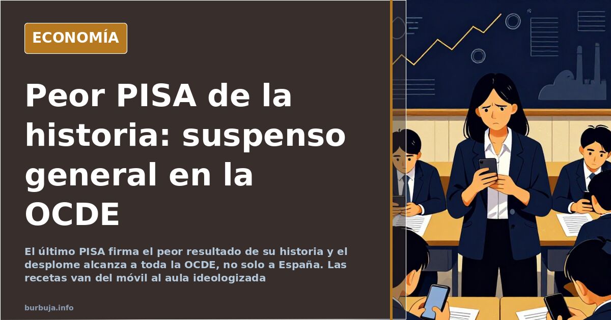 Alumnos de secundaria haciendo un examen en un aula con pantallas, en el contexto del informe PISA