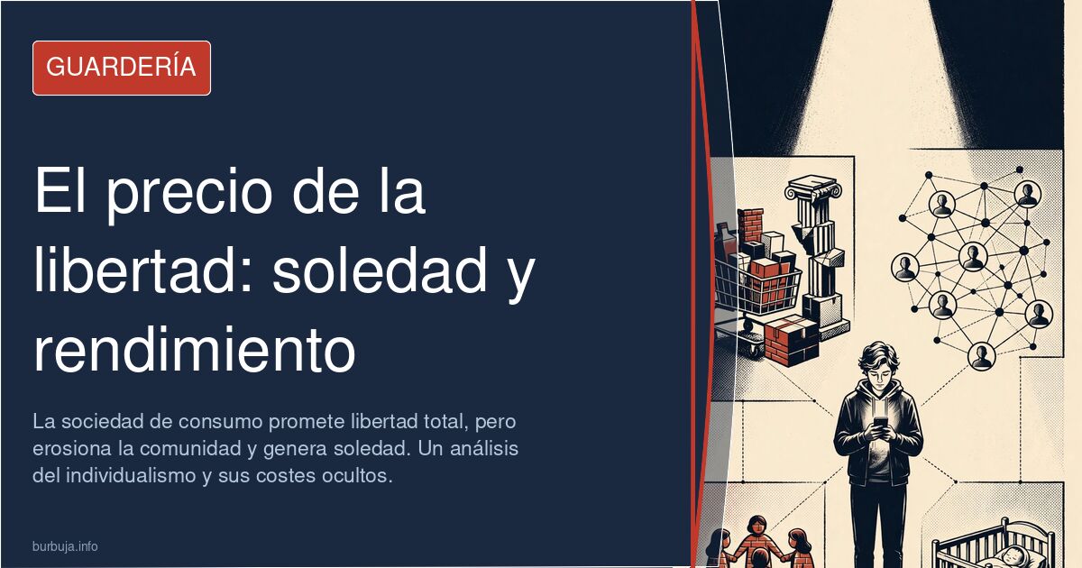 Figura solitaria entre una multitud difusa, simbolizando el aislamiento en la sociedad individualista