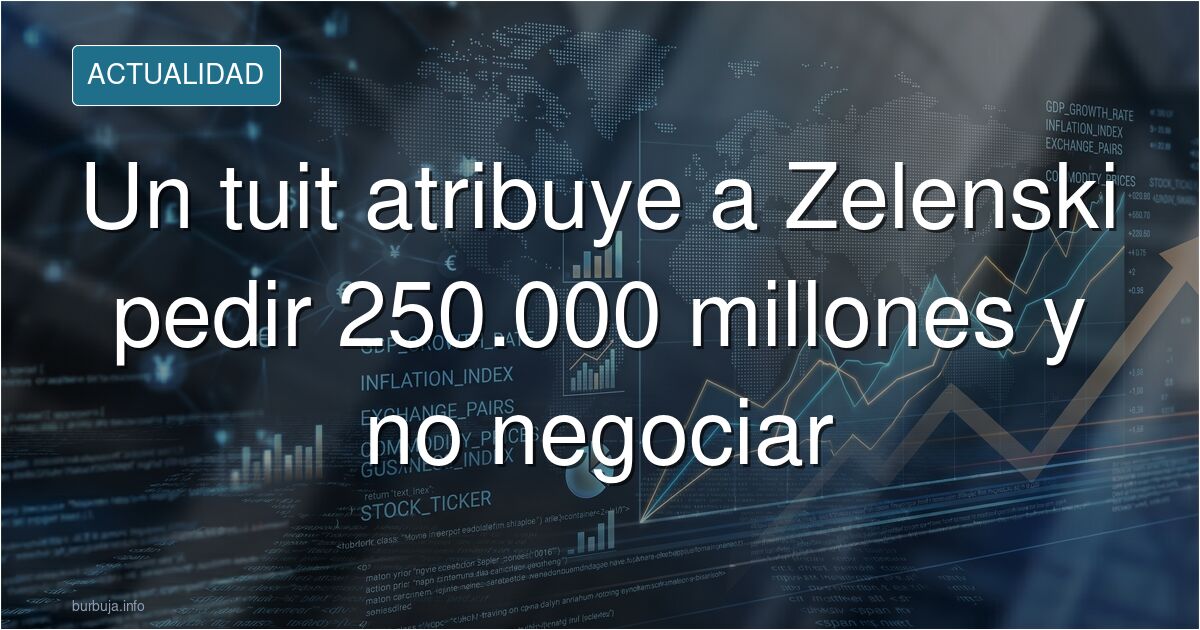 Tweet Attributes Zelensky Demanding €250 Billion and Refusing Negotiation