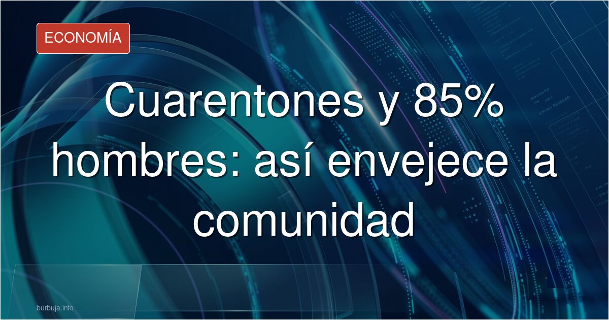 Hombre de mediana edad ante el ordenador con gráficos, ilustración de la edad media en comunidades económicas digitales