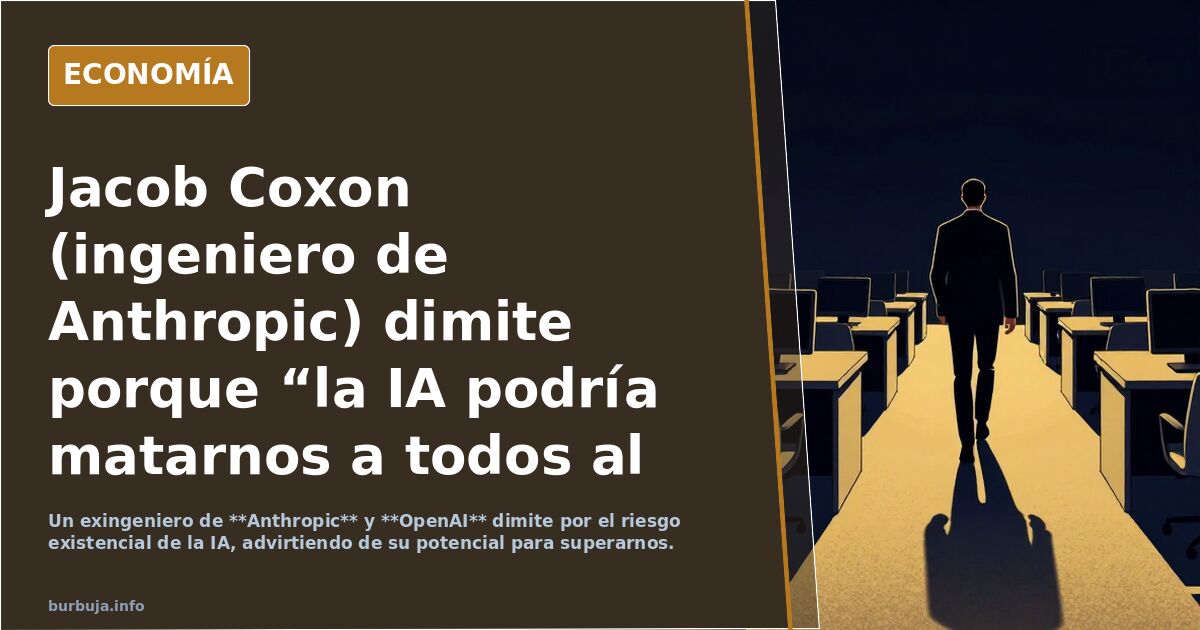 Jacob Coxon (ingeniero de Anthropic) dimite porque “la IA podría cancelarnos a todos al final de esta década”.