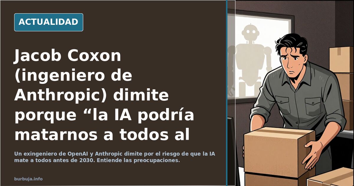 Jacob Coxon (ingeniero de Anthropic) dimite porque “la IA podría cancelarnos a todos al final de esta década”.