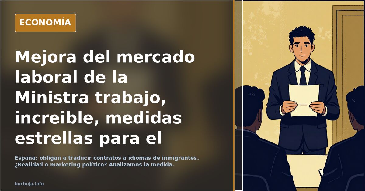 Mejora del mercado laboral de la Ministra trabajo, increible, medidas estrellas para el problema laboral