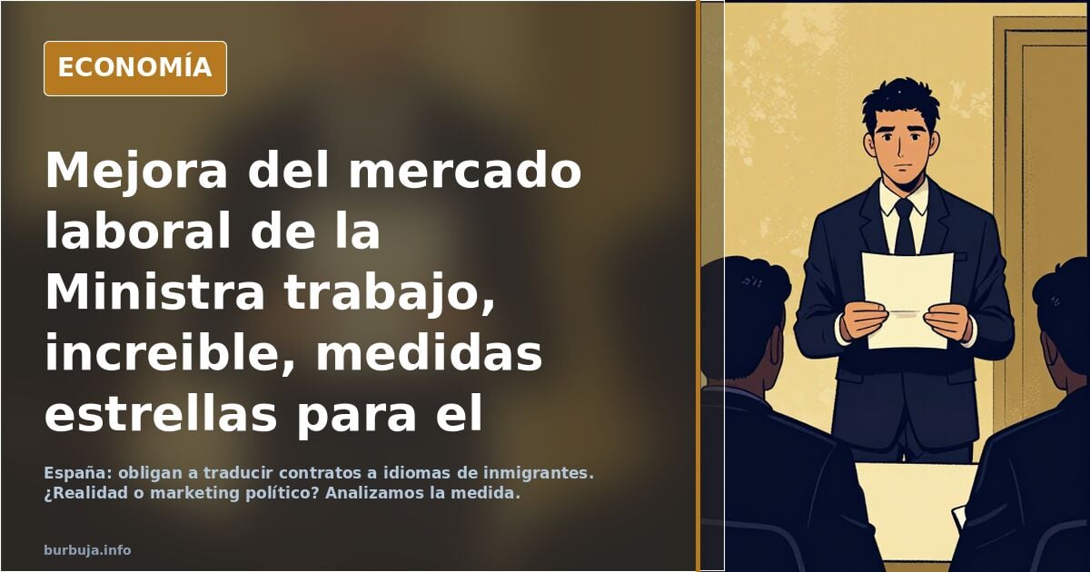 Mejora del mercado laboral de la Ministra trabajo, increible, medidas estrellas para el problema laboral
