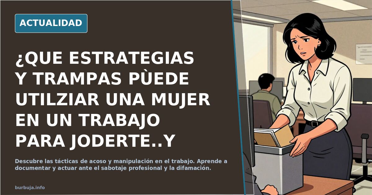 ¿QUE ESTRATEGIAS Y TRAMPAS PÙEDE UTILZIAR UNA MUJER EN UN TRABAJO PARA jorobaRTE..Y FASTIDIARTE..'