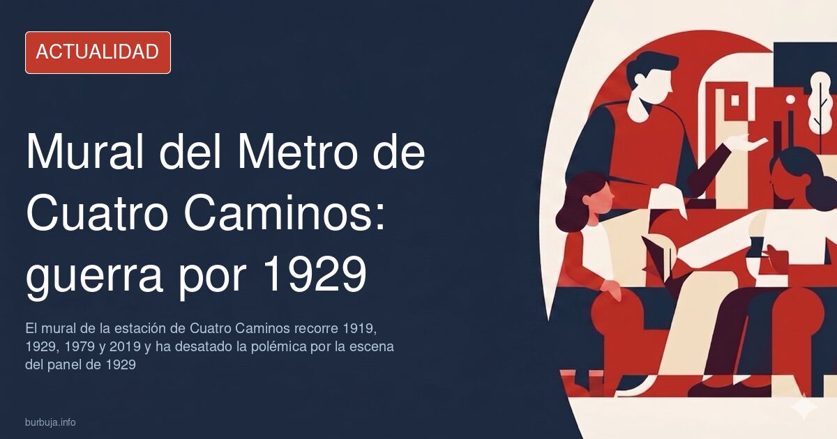 Mural ilustrado con vagones históricos en el andén de la Línea 2 en Cuatro Caminos, Metro de Madrid