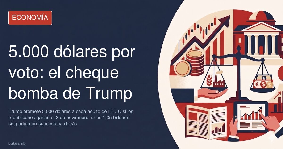 Donald Trump en la convención republicana de Dallas anunciando un cheque de 5.000 dólares por adulto