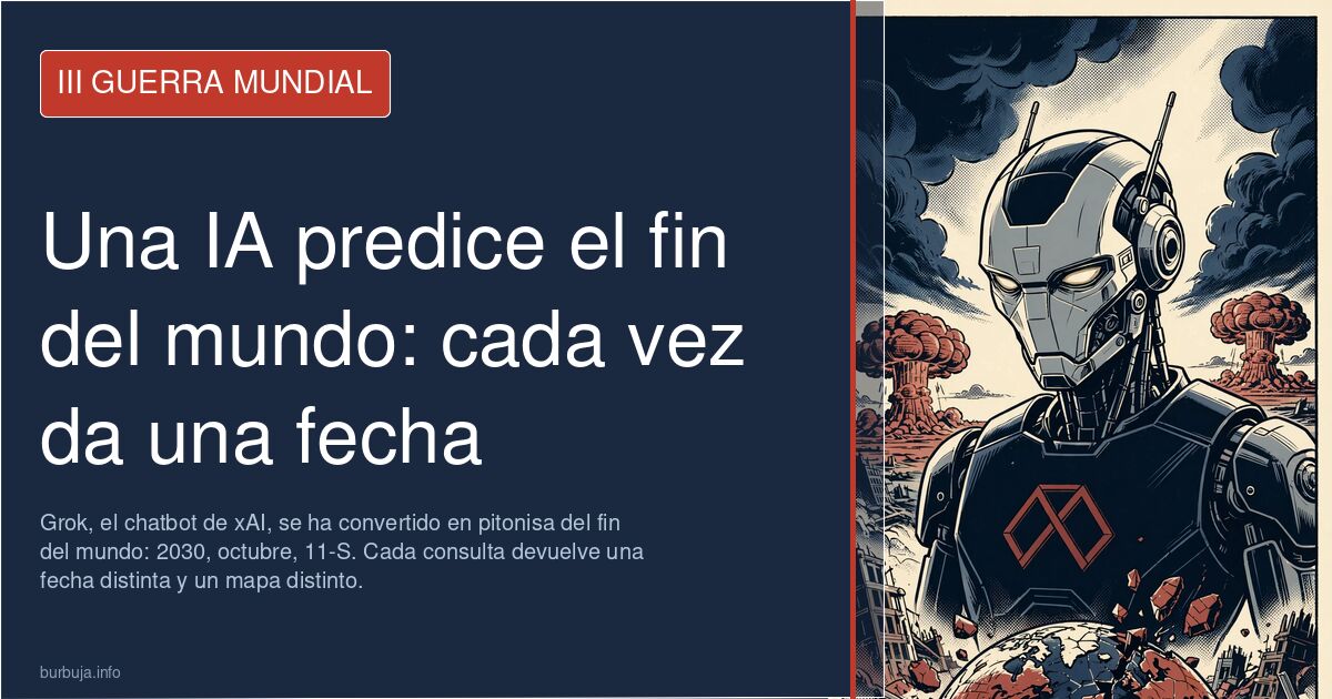 Pantalla de ordenador con el chatbot Grok abierto y una consulta sobre el fin del mundo en 2030