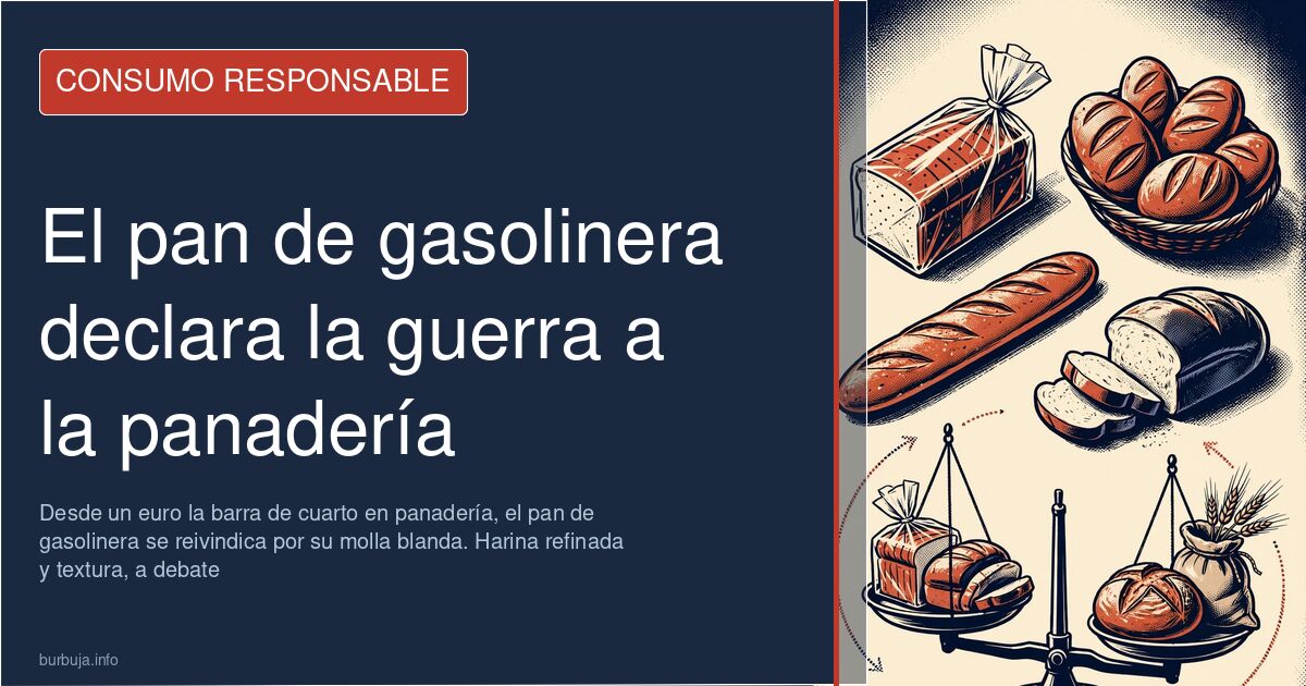 Barra de pan blanda junto a un surtidor, símbolo del duelo entre el pan de gasolinera y la barra de panadería tradicional