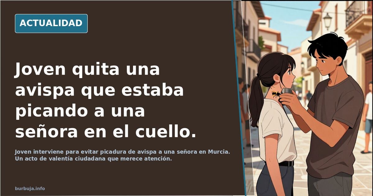 Joven quita una avispa que estaba picando a una señora en el cuello.