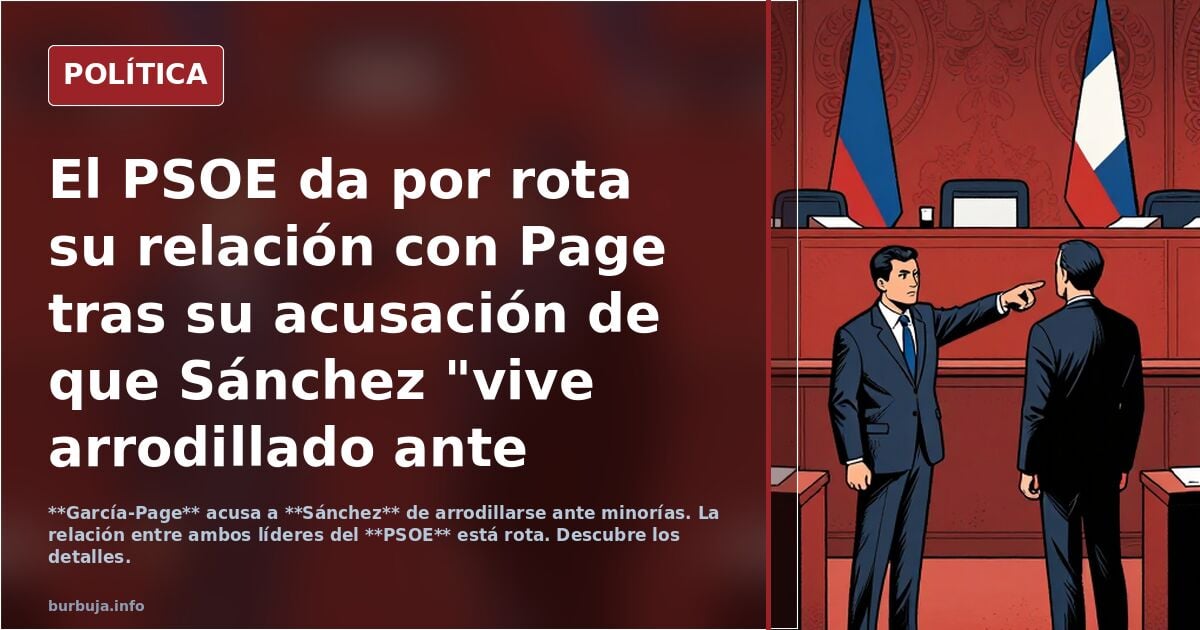 El PSOE da por rota su relación con Page tras su acusación de que Sánchez "vive arrodillado ante minorías sangrientas