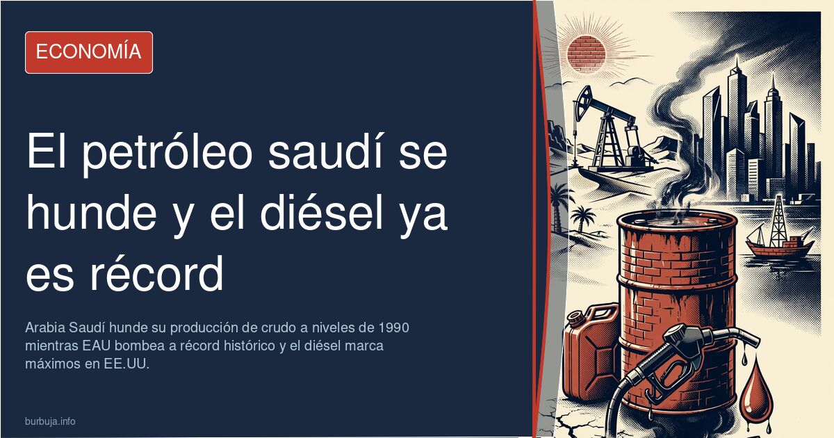 Torre de extracción de crudo en el desierto saudí y un petrolero frente al Estrecho de Ormuz