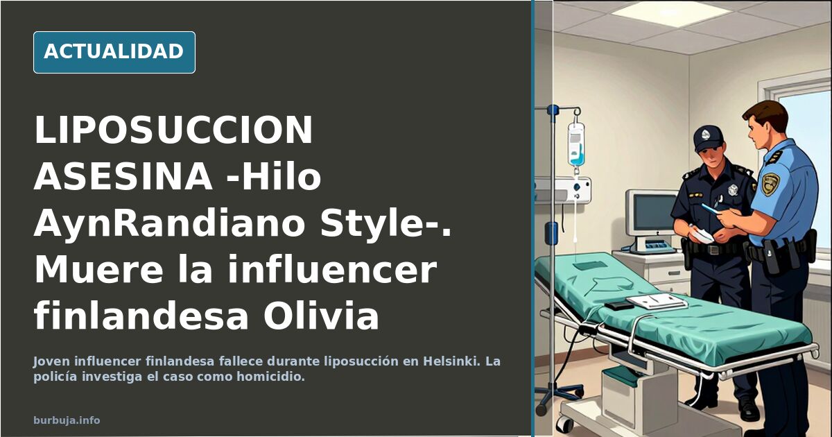 LIPOSUCCION ASESINA -Hilo AynRandiano Style-. Muere la influencer finlandesa Olivia Oras a los 27 años durante una liposucción.