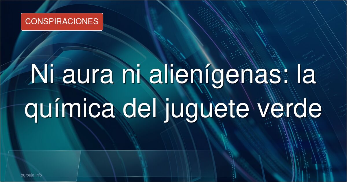 Juguete de dinosaurio de plástico emitiendo un aura verde fosforescente en la oscuridad
