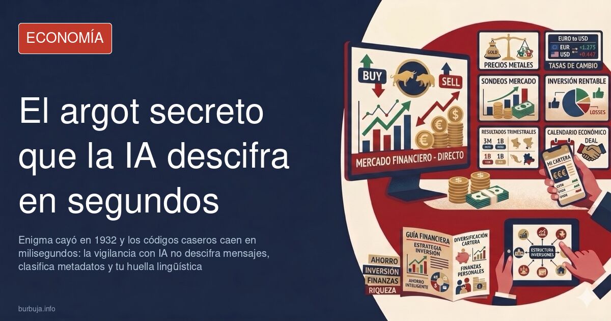 Primer plano de una cámara de vigilancia frente a una pantalla con texto cifrado y letras sustituidas por ceros