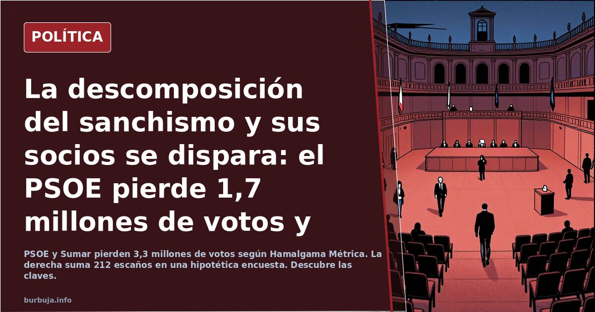 La descomposición del sanchismo y sus socios se dispara: el PSOE pierde 1,7 millones de votos y Sumar, 1,6 (Iván Libreros en Vozpópuli)