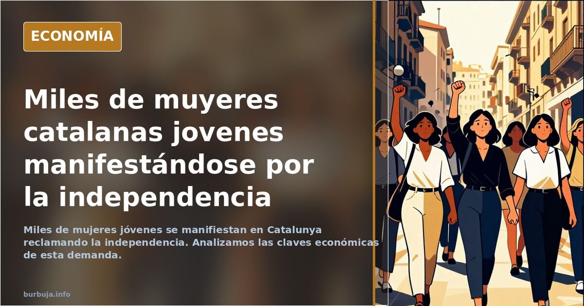 Miles de mujeres catalanas jovenes manifestándose por la independencia