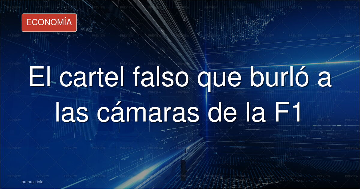 Aficionado en las gradas de un circuito de Fórmula 1 mostrando un cartel giratorio durante una carrera en directo
