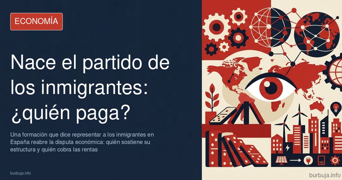 Bandera de España con silueta de votantes y símbolo de partido político, ilustrando el debate sobre el voto inmigrante