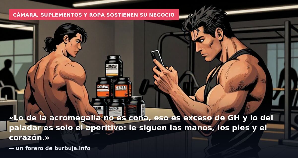 Cámara, suplementos y ropa sostienen su negocio: «Lo de la acromegalia no es coña, eso es exceso de GH y lo del paladar es solo el aperitivo: le siguen las manos, los pies y el corazón.» — un forero de burbuja.info