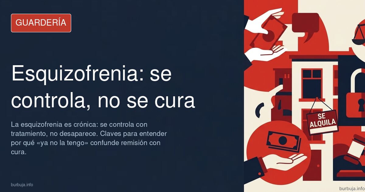 Consulta de salud mental con cajas de medicación antipsicótica, ilustrando el tratamiento continuado de la esquizofrenia