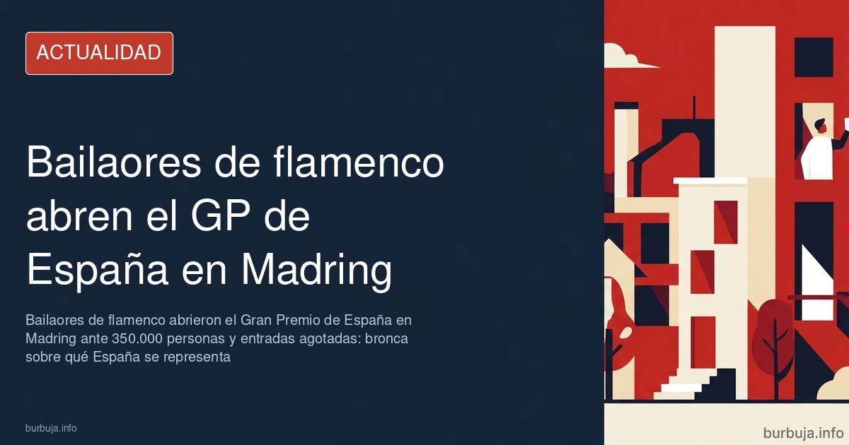 Bailaores de flamenco en la pista del circuito Madring antes del Gran Premio de España de Fórmula 1