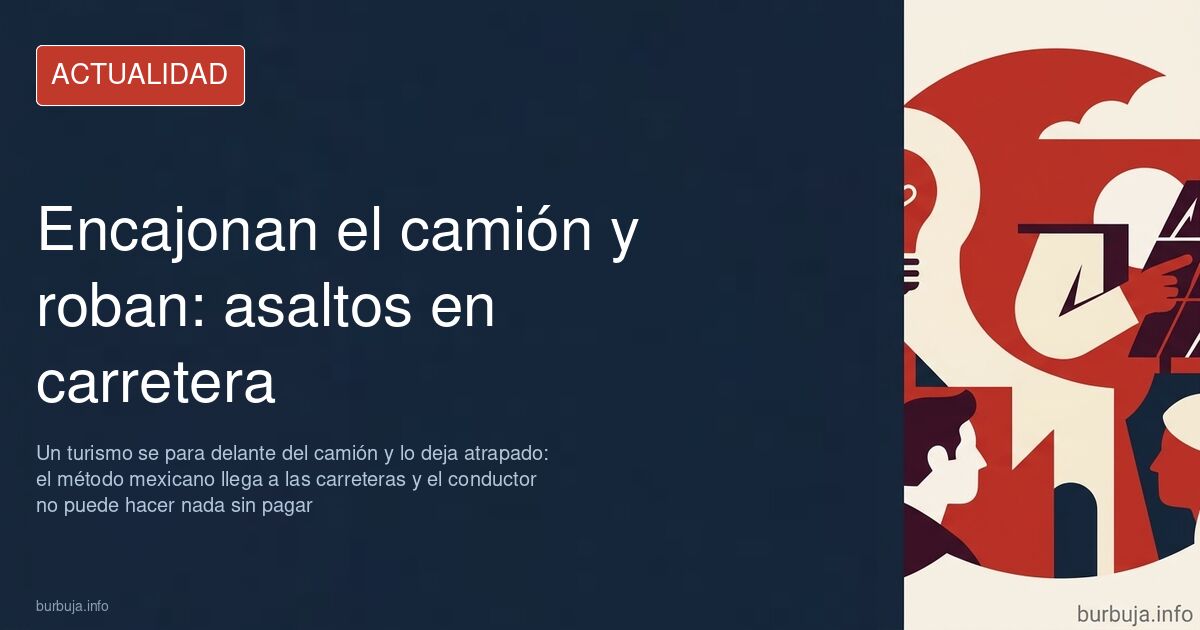 Camión articulado retenido en autopista con dos turismos bloqueándole el paso delante y detrás durante un asalto a su carga