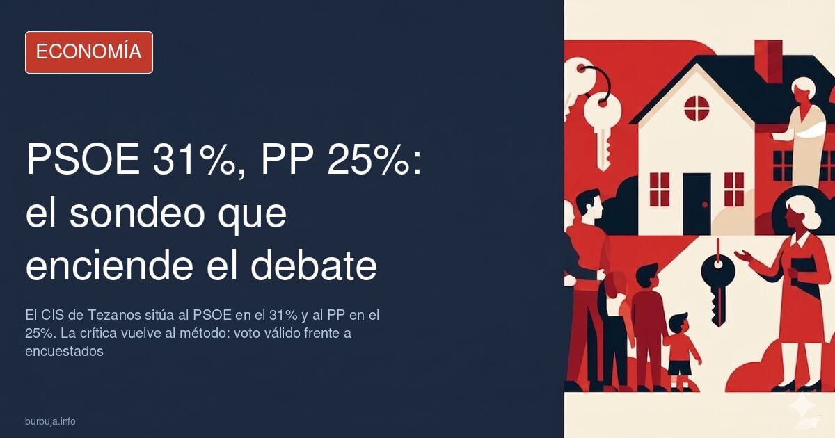 Gráfico de barras comparando la intención de voto del PSOE y del PP en la encuesta del CIS de Tezanos